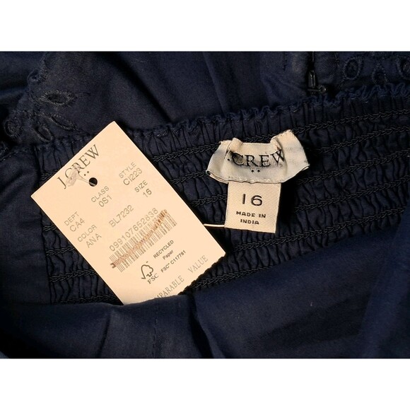 J.Crew Eyelet Midi Dress Antique Navy Blue Sleeveless CI223 Size 16 NWT - Picture 3 of 10
